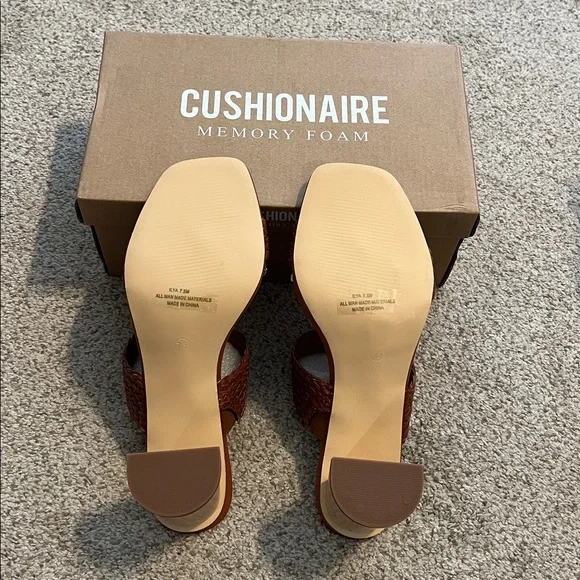 Women's Brown Woven Heeled Sandals - Picture 4 of 6